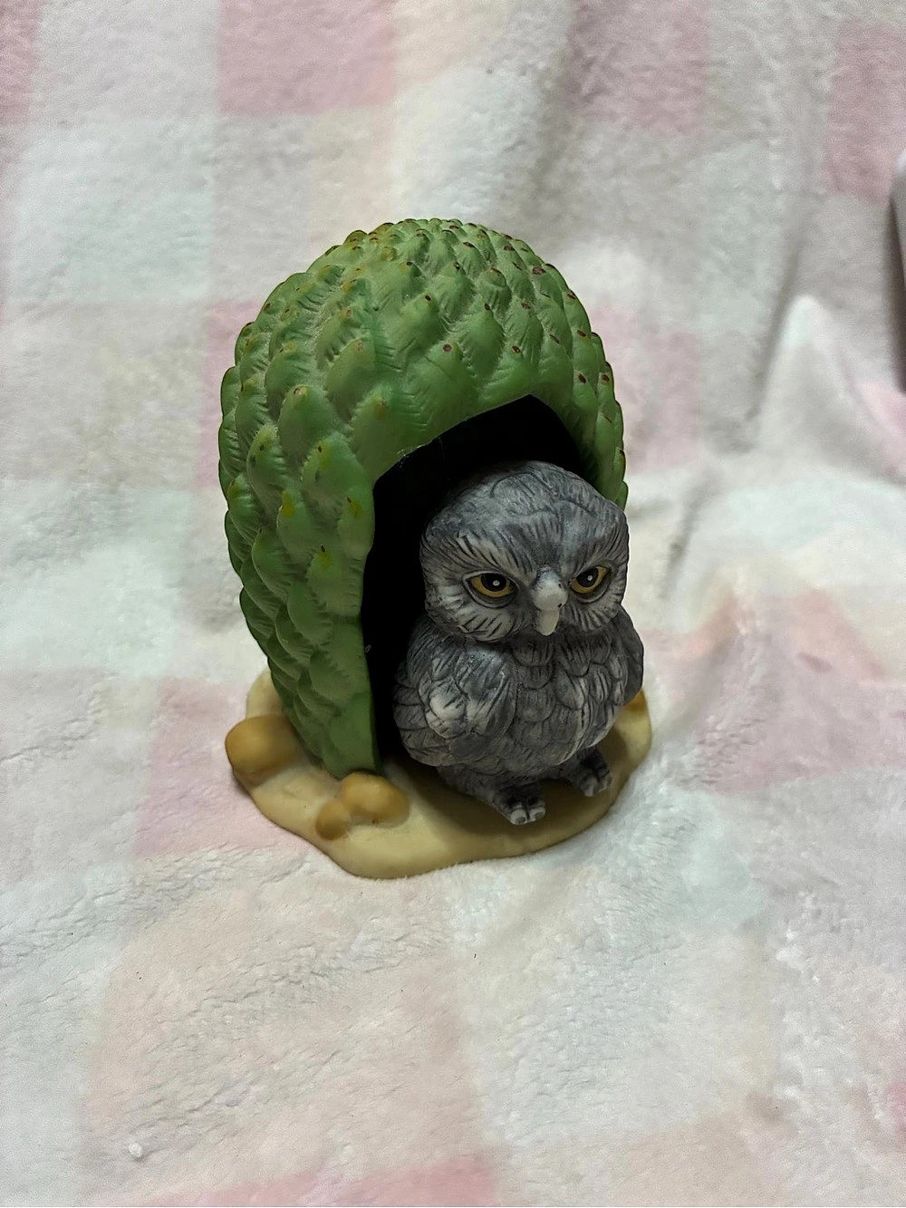 Woodland Surprises Owl in Cactus Owl Figurine in Cactus Decor